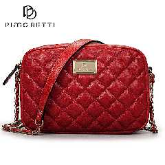 百迪真皮女包2015新款菱格链条包小香风包包羊皮单肩手提斜挎包包